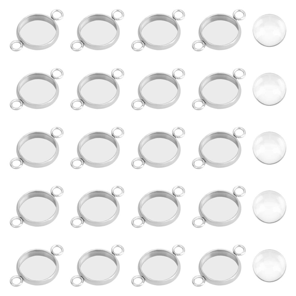 9270 100pcs Stainless Steel Cabochon Connectors Settings Pendant Cabochons